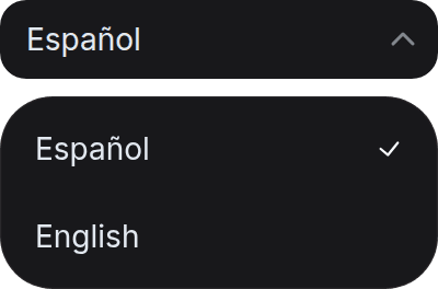 El selector de idioma abierto, con español e inglés
